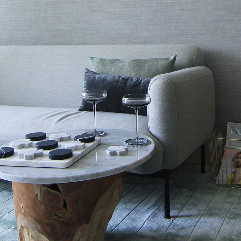 Sino Project resin black coasters on a table in the interior design show flat apartment