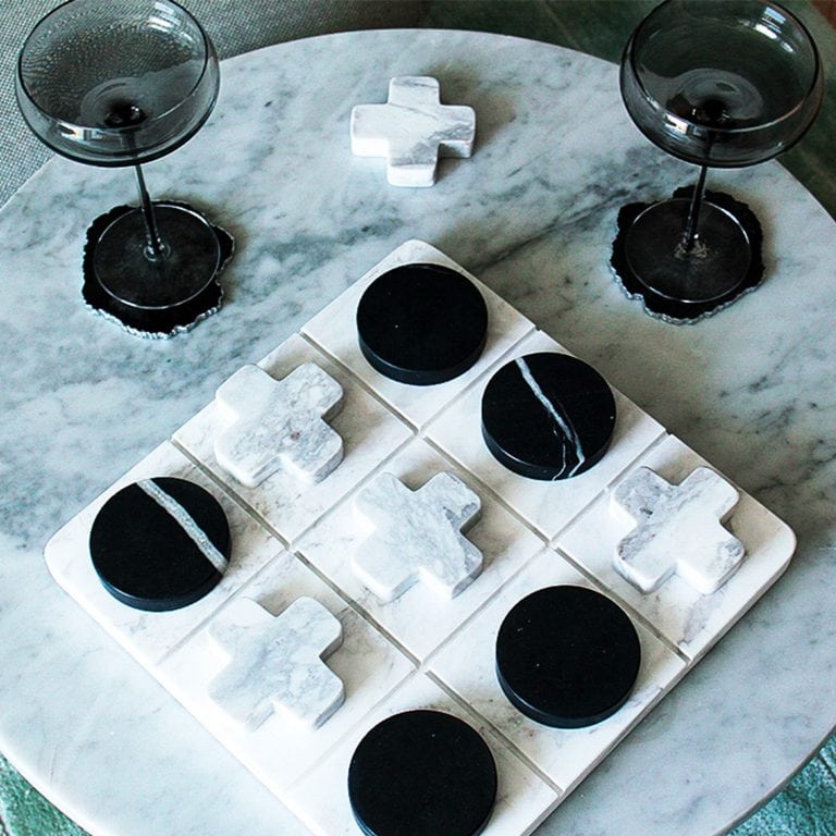 Sino Project resin black coasters on a table with the glass in the interior design show flat apartment